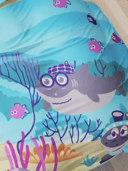 Простынь на резинке бязь Сказка "Семья Акул" 90x200 см