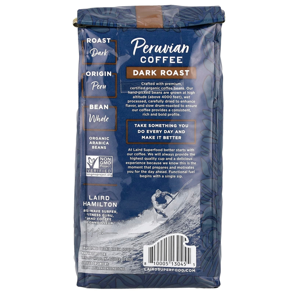 Laird Superfood, Peruvian Coffee, цельные зерна, темные, 340 г (12 унций)