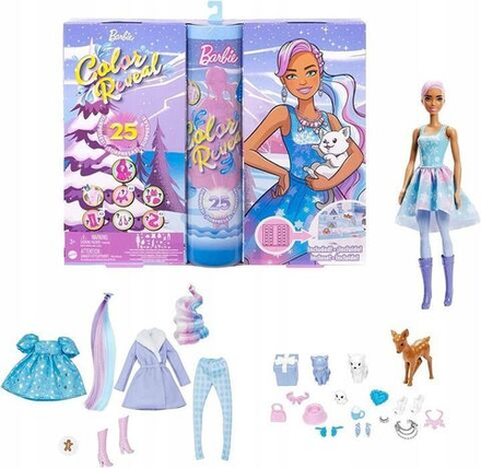 Кукла Barbie Mattel Color Reveal - Адвент-календарь с куклой Барби и 24 сюрпризами - Красочный сюрприз Раскрытие цвета HJD60