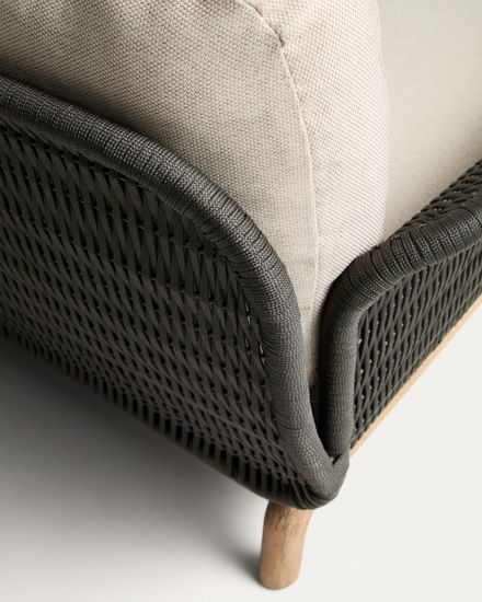 Уличный диван Alipa из акации и темно-серой веревки 165 см