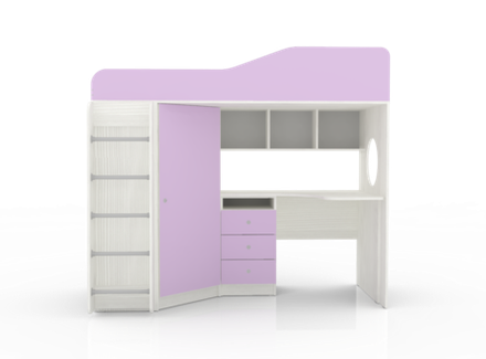 Кровать-чердак КарИВи Кадет 1 с металлической лестницей Белое Дерево Ирис