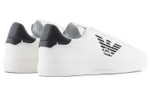 EMPORIO ARMANI Armani Cowhide eagle logo printing lace-up fashion sneakers men's white and black