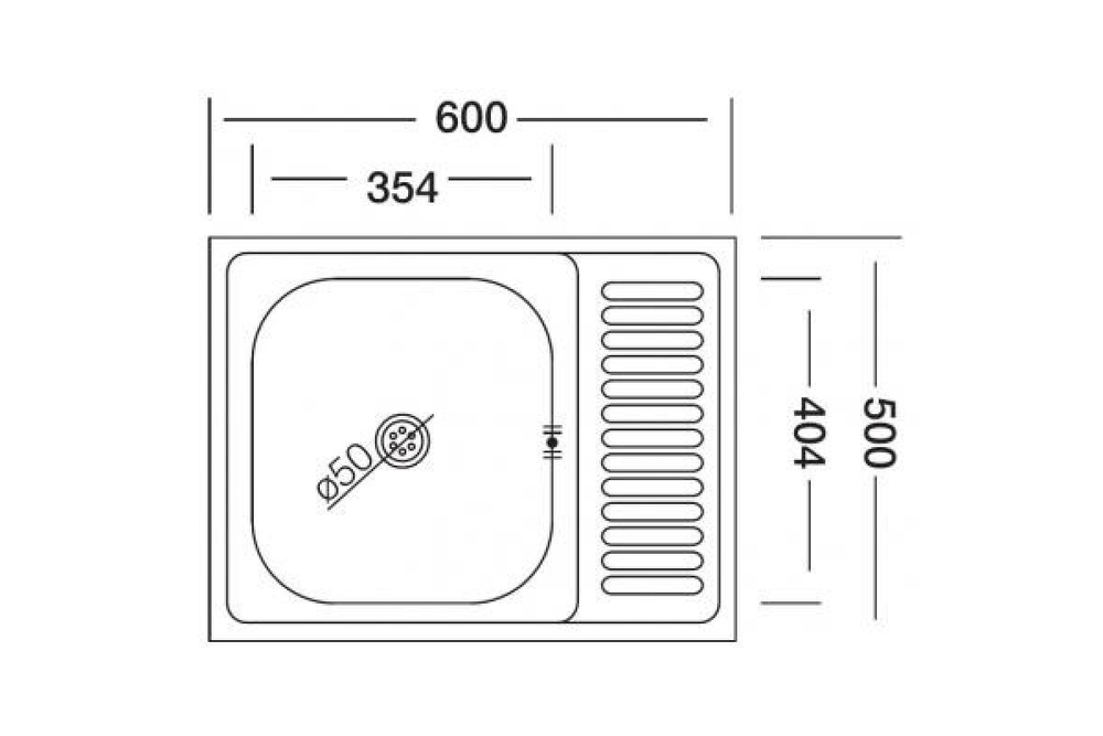Мойка 60х50 (0,4) лев вып 1 1/2 Эконом  (глуб. 13см)
