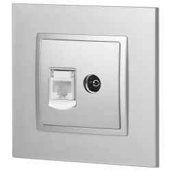 Розетка ЭРА Elegance 14-3110-03 RJ45+TV IP20 алюминий | Эра Elegance