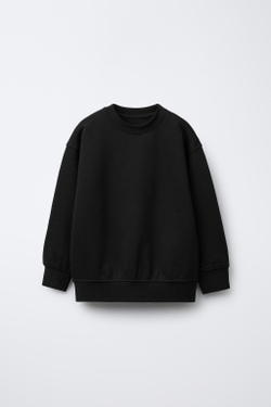 ZARA БАЗОВАЯ ТОЛСТОВКА С НАДПИСЬЮ, ЧЕРНЫЙ