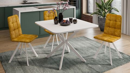 Стол кухонный обеденный раздвижной Белый муар Лиссабон 100(131)х100х75 см