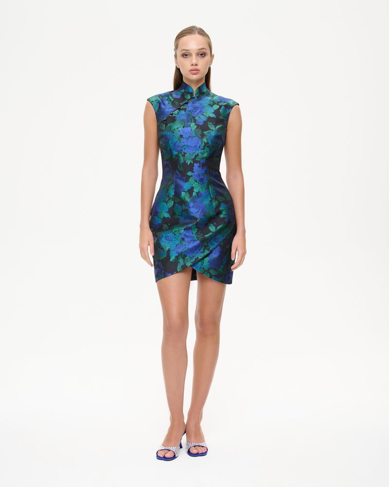 Платье мини из жакарда