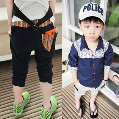 Брюки для мальчика на резинке с полосатыми вставками