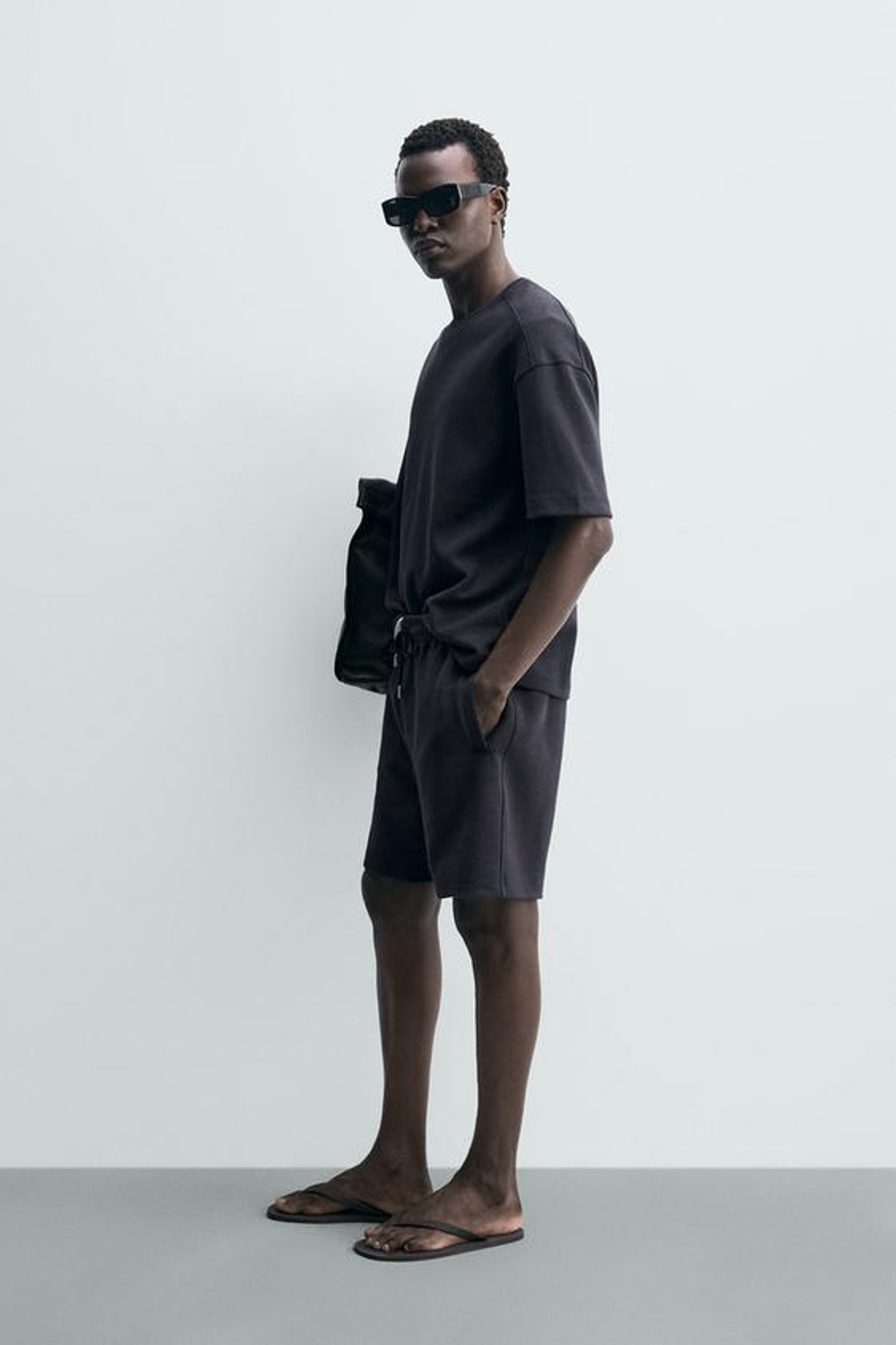 ZARA ТОЛСТОВКА RELAXED FIT ИЗ ИНТЕРЛОКА, ТЕМНО-СИНИЙ