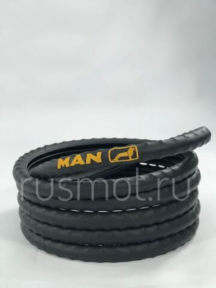 Оплетка на руль 44-46 круглая КОЖА с вышивкой цвет черный MAN
