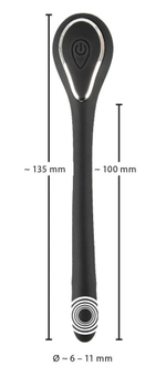 Черный гибкий уретральный стимулятор с вибрацией Vibrating Bendable Dilator - 13,5 см. (Цвет: черный)