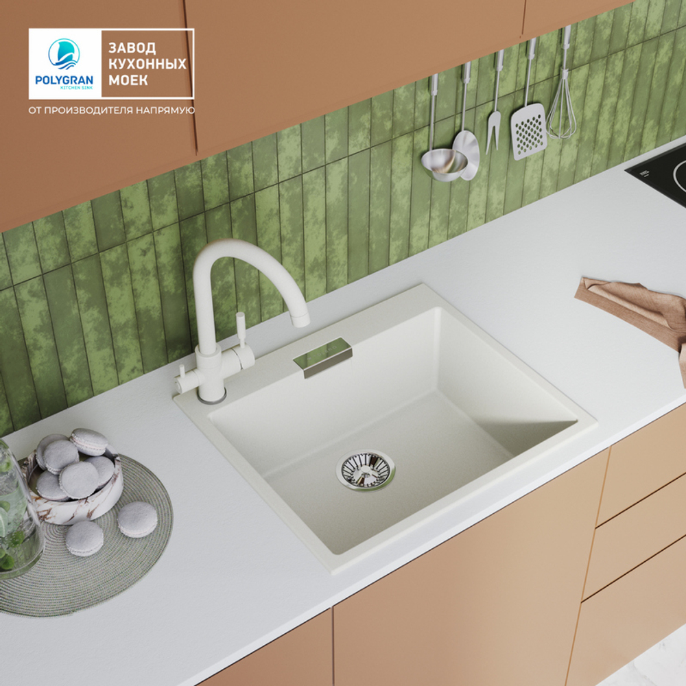 Мойка TOLERO LOFT TL-580 белый №923,смеситель COLORADO белый №923