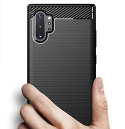 Чехол для Samsung Galaxy Note 10+ цвет Black (черный), серия Carbon от Caseport