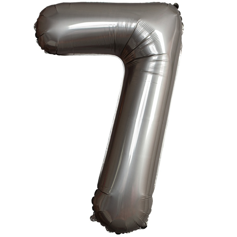 Шар фольгированный Цифра 7 101 см (Серебряный)