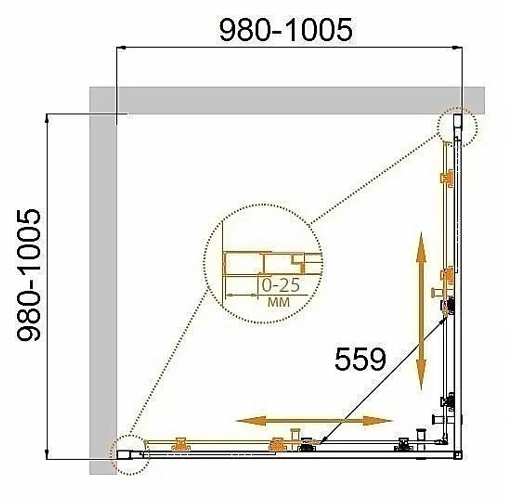 Душевой уголок Cezares Molveno 100x100 MOLVENO-A-2-100-C-Cr-IV стекло прозрачное/профиль хром
