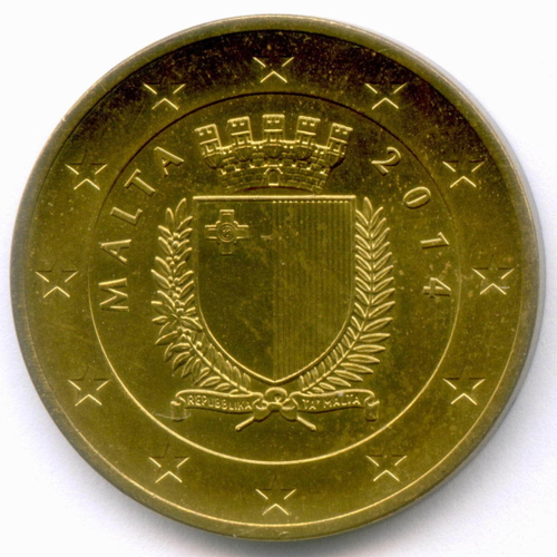 5 евро 2014 год. Мальта. 100 лет началу Первой Мировой войны. Латунь XF