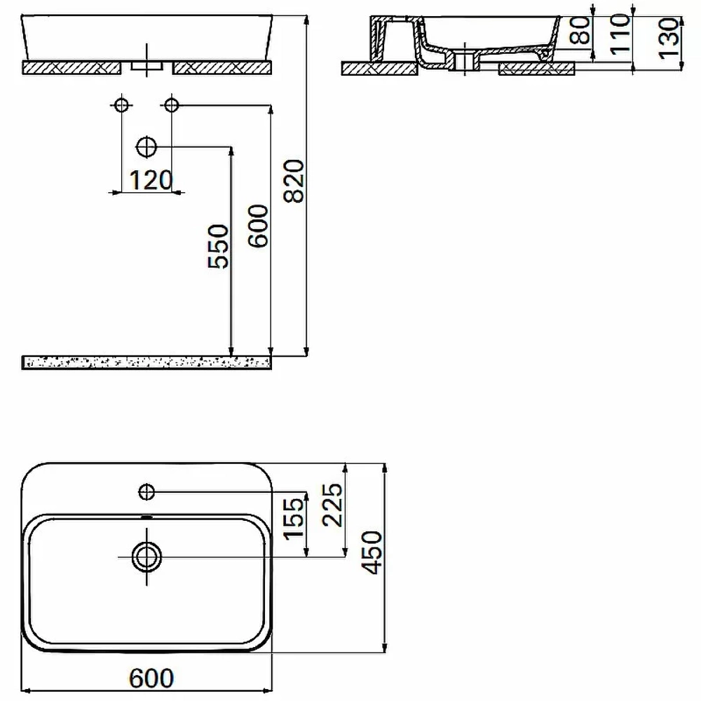 Раковина Creavit Loop 60 LP061-00CB00E-0000 белая