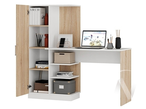 Стол компьютерный Бейсик (дуб сонома/белый)