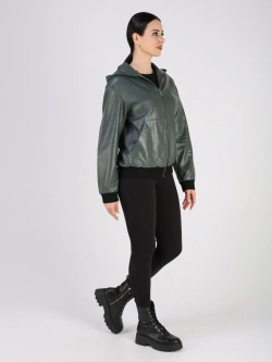 Кожаная куртка демисезонная с капюшоном