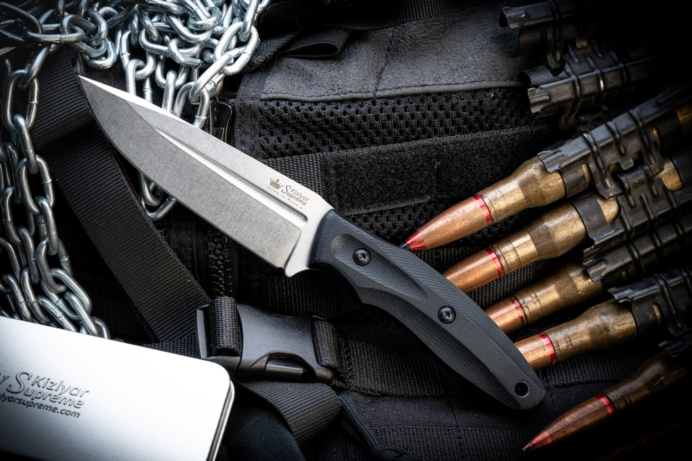 Туристичеcкий нож CityHunter Elmax Stonewash Black G10