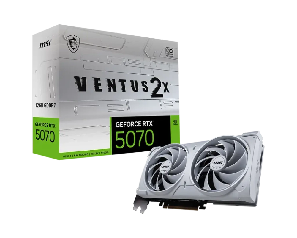 Видеокарта MSI GeForce RTX 5070 12G VENTUS 2X OC WHITE, 12Gb GDDR7 192-bit 1xHDMI 3xDP G5070-12V2CW