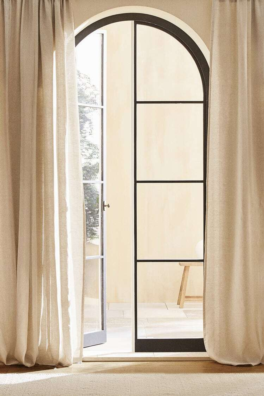 ZARA HOME ШТОРА ИЗ ПОСТИРАННОГО ЛЬНА, СВЕТЛО-БЕЖЕВЫЙ