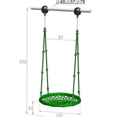 Качели гнезда Ø 100 высотой 300 см, диаметр крепления на трубу 76 мм