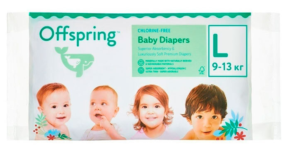 Подгузники Offspring Travel pack L (9-13 кг) 3 шт