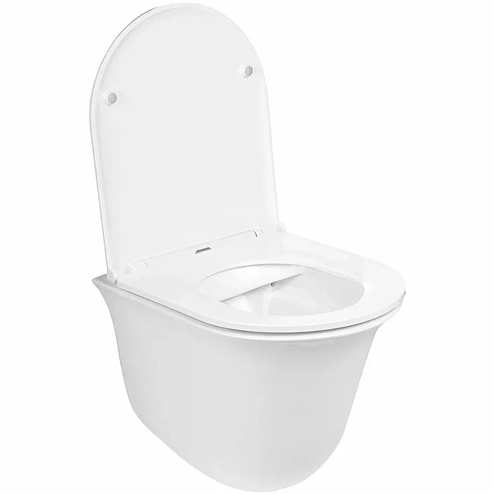 Унитаз подвесной WeltWasser AMBERG 350 + TELBACH 004 GL-WT + AMBERG RD-BL белый глянцевый, безободковый, с крышкой микролифт, с инсталляцией и черной кнопкой