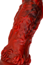 Силиконовый вибратор Monster Docus - 21,7 см. (Цвет: красный с черным)