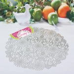 Салфетка плетеная 38см «Цветы» серебро