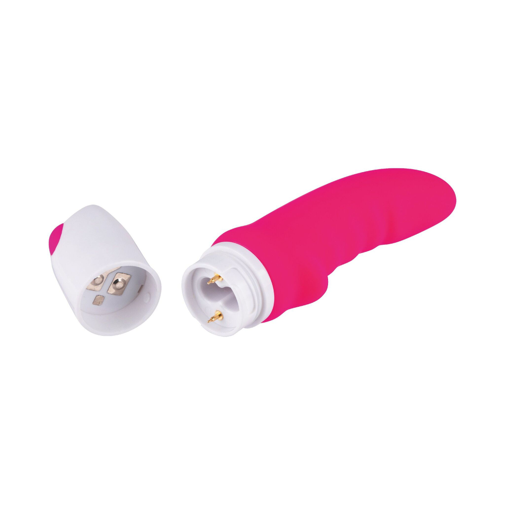 Розовый вибратор с рёбрышками - 18 см. (Цвет: розовый)