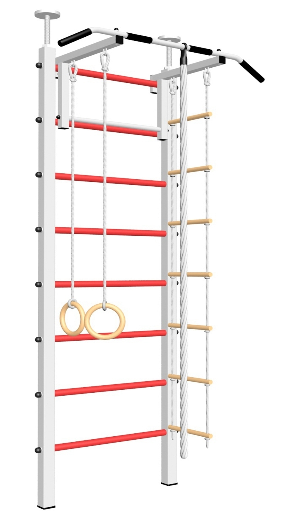 Шведская стенка Sv Sport враспор (Турник стандарт/Канат/Кольца/Лестница)