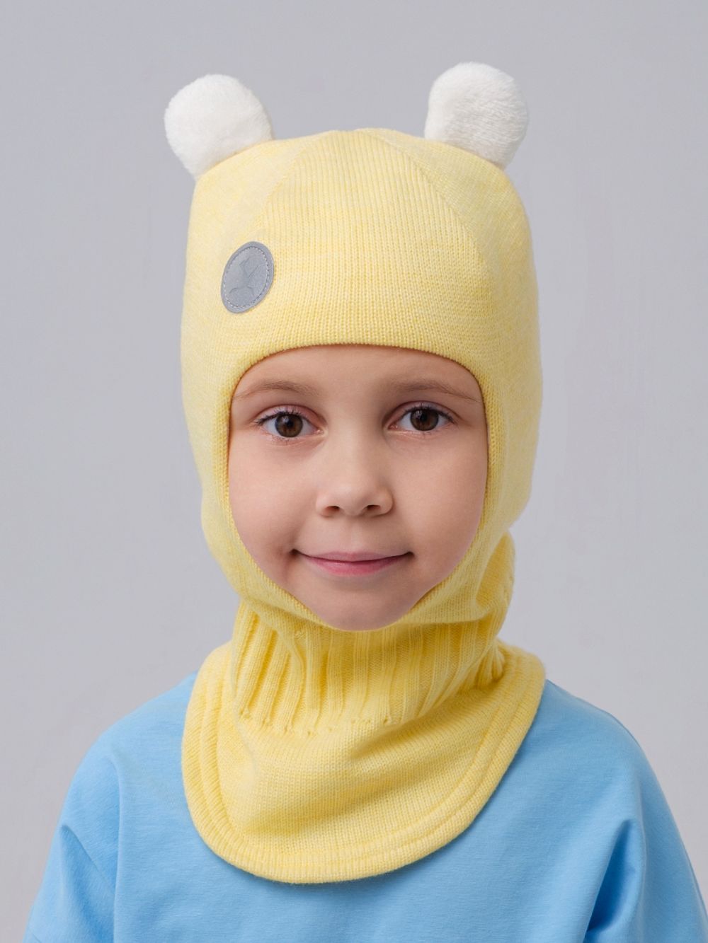 Шлем весенний/осенний вязаный (Груша) с ушками МИО*