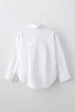 ZARA РУБАШКА ИЗ ПОПЛИНА, БЕЛЫЙ