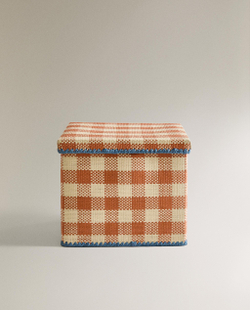 Zara Home Корзина из плетёной бумаги, цвет горчичный, 30 см
