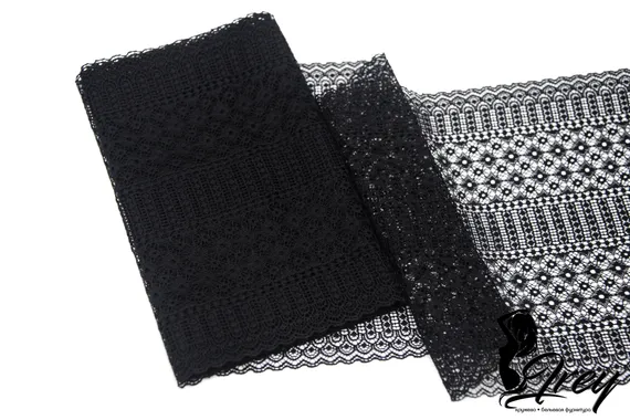243 Кружево эластичное 19 см, Италия, черный 170