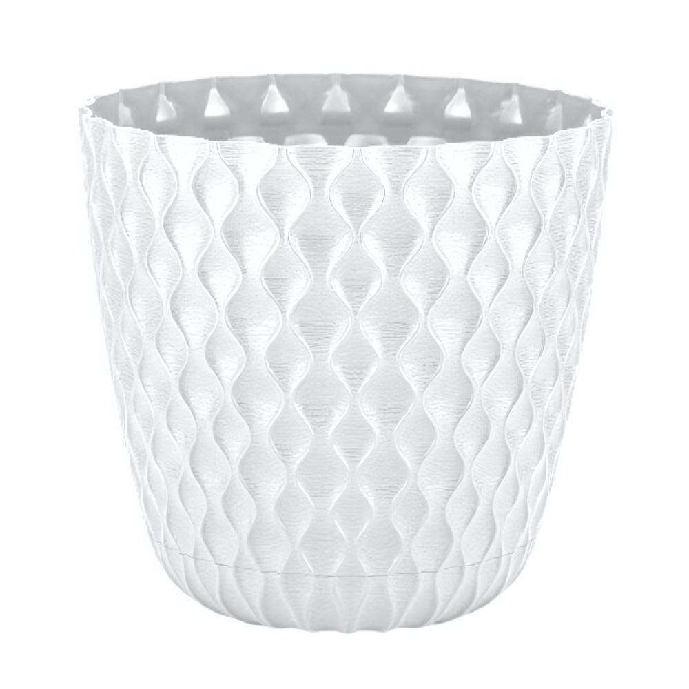 Горшок для цветов InGreen Wave с дренажной сеткой и поддоном 10л, D270мм, белоснежный жасмин