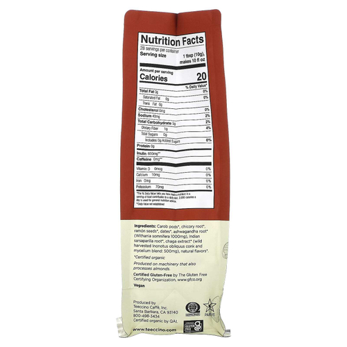 Teeccino, Травяной кофе с грибами, средней обжарки, чага ашваганда, без кофеина, 284 г (10 унций)