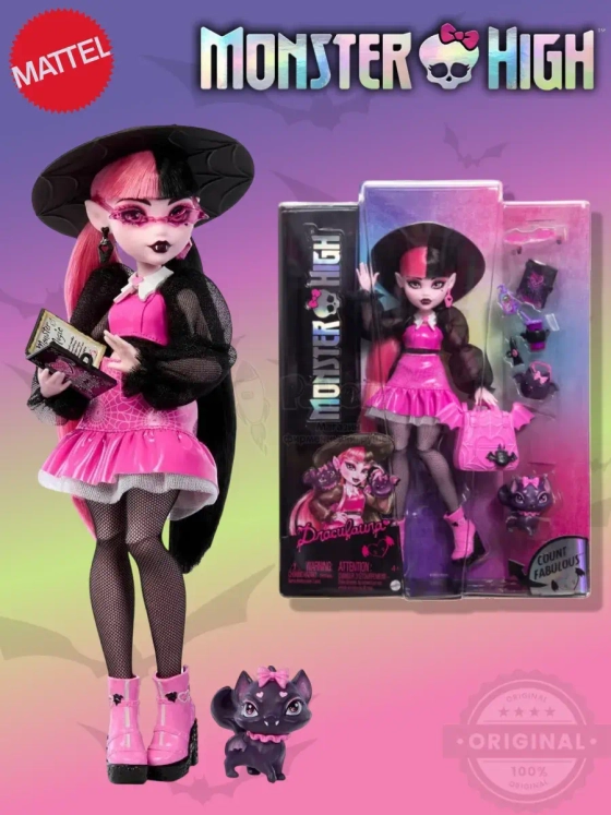 Кукла Монстр Хай Дракулаура с питомцем HRP64