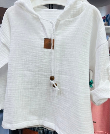 Кофта-туника из муслина с капюшоном