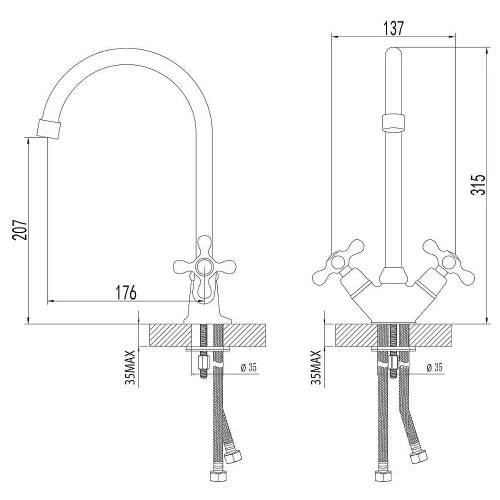 Смеситель для кухни Lemark Standart  LM2105C с поворотным изливом 31,5 см