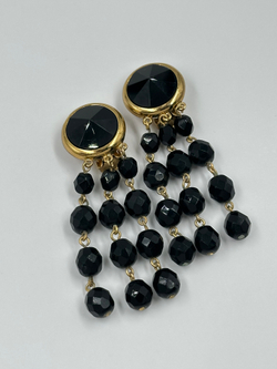 Клипсы с подвесками из чёрных бусин Sonia Rykiel