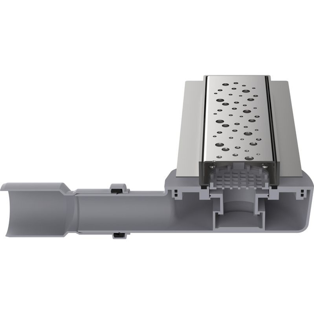 Трап линейный 40/50 мм сухой затвор с решеткой хром из нержавеющей стали 400 мм Aquant