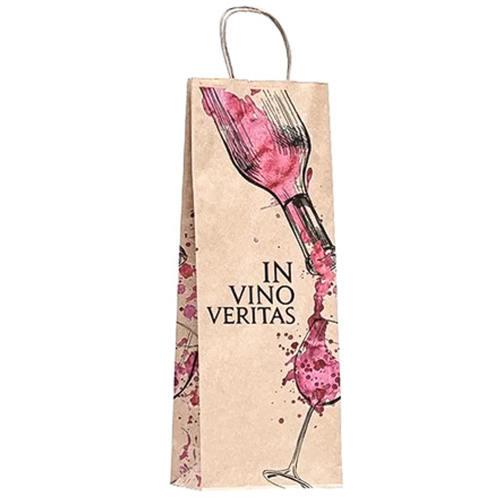 Пакет Крафт 150х80х390 Истина в вине  с кручеными ручками 1шт