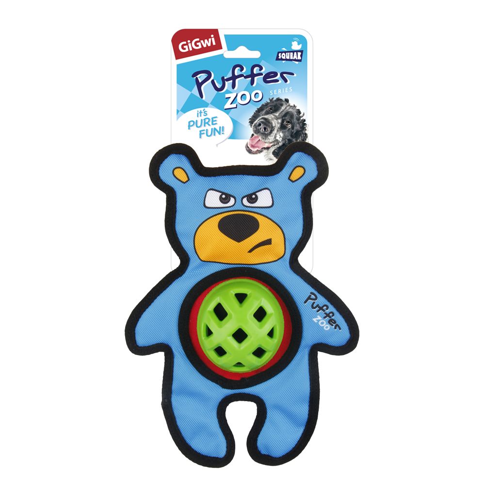 Gigwi PUFFER ZOO игрушка для собак медведь с пищалкой 26 см
