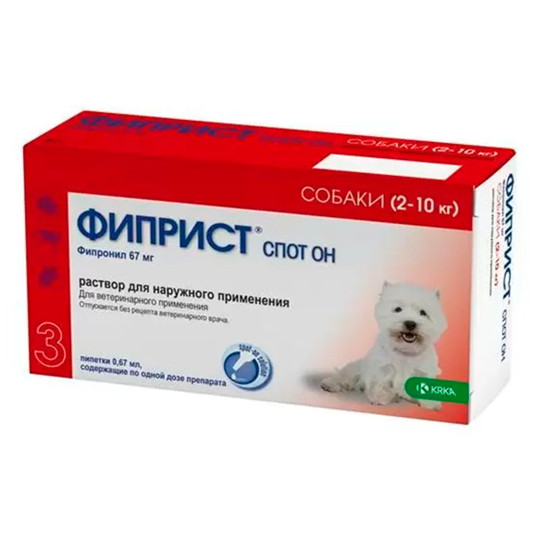 Фиприст спот он для собак 2-10 кг капли на холку 3 пипетки упаковка