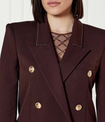 Хлопковый пиджак Elisabetta Franchi - коричневый(GI12851E2)