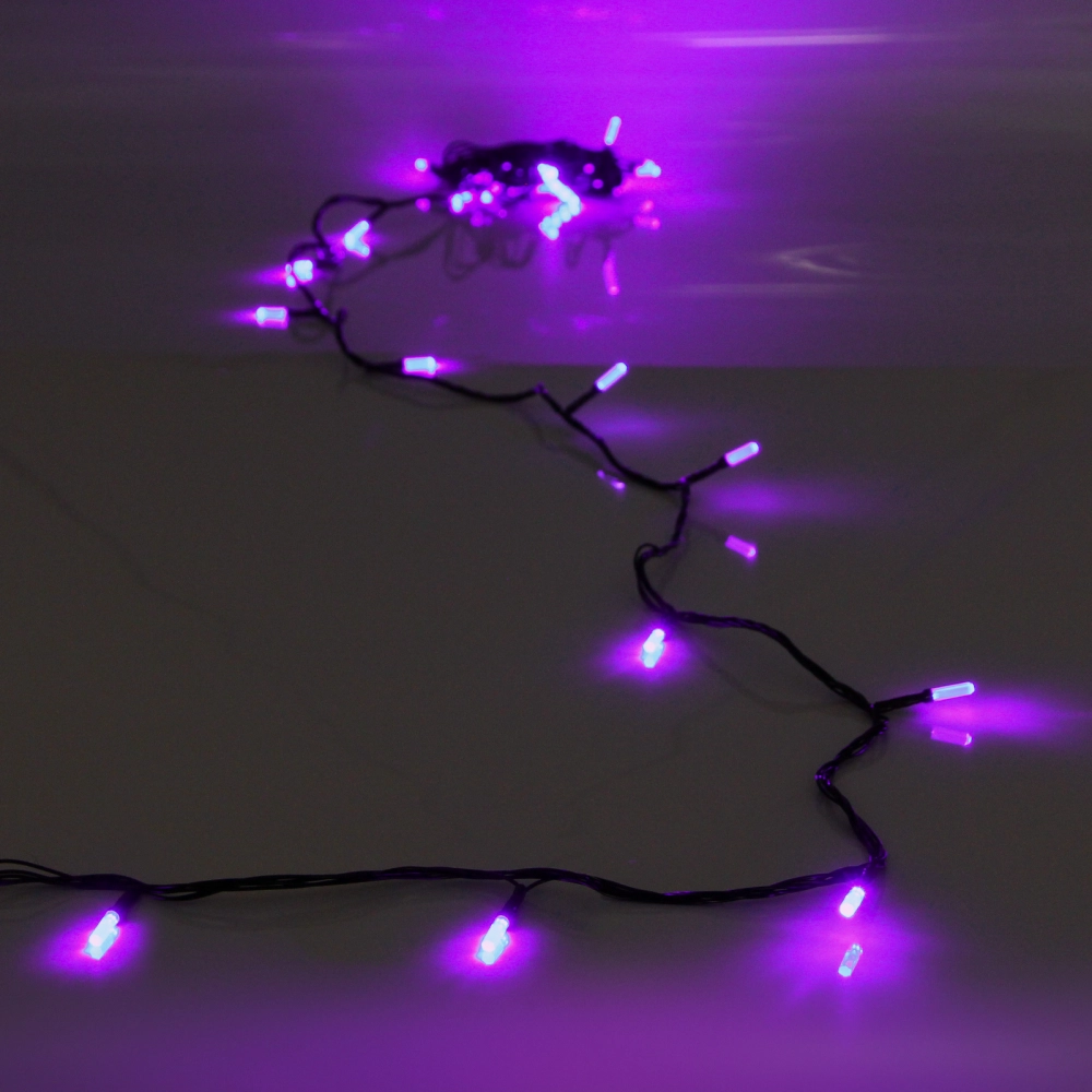 Гирлянда для дома «Кристаллы» 9,5 м 100 ламп LED черный пров.,8 реж.,IP-40, Фиолетовый (возможность соединения)