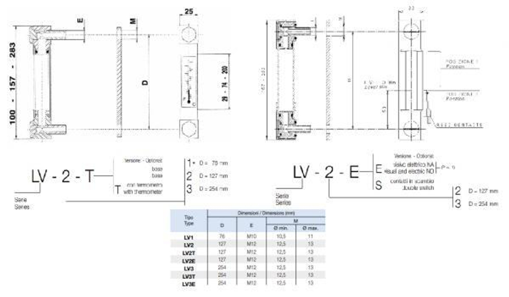 Указатель уровня масла с термометром LV3 254мм